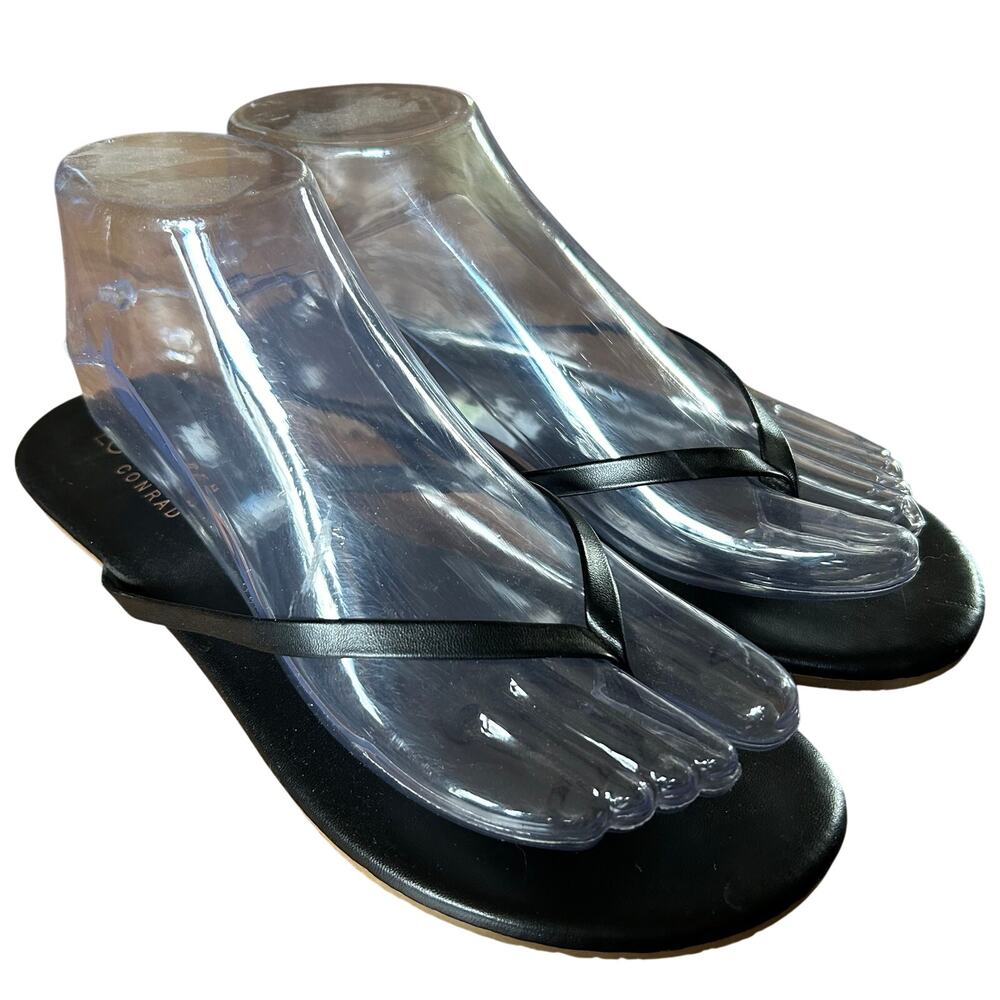 Lauren Conrad Womens Size 8 M Honey Black Sandal Flip Flops Summer Faux Leather